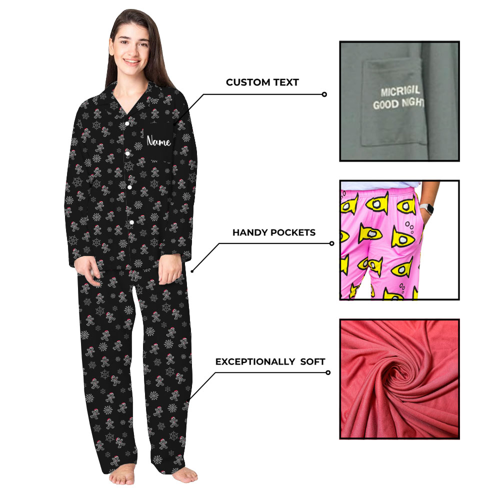 Gingerbread Skeleton Black Matching Family Xmas Pajamas Gingerbread Skeleton Black Matching Family Xmas Pajamas