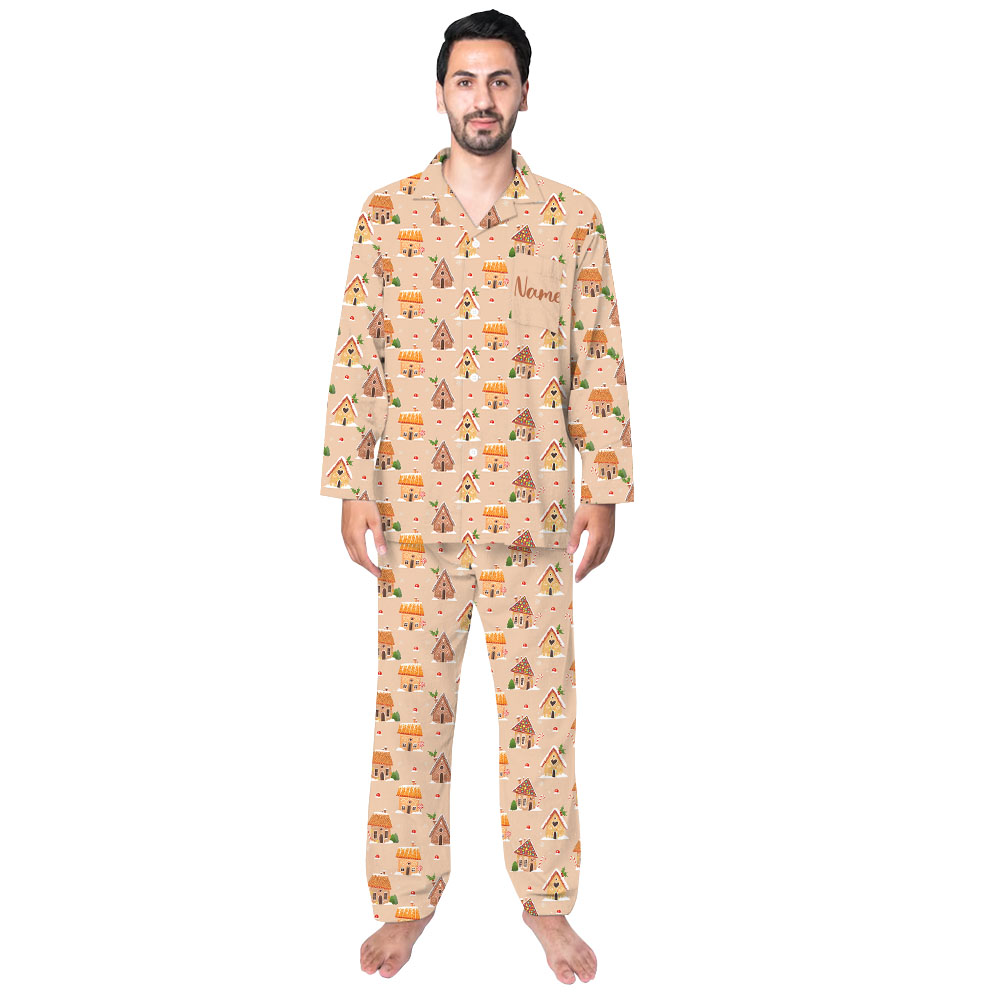 Gingerbread House Notch Collar Christmas Pajamas Gingerbread House Notch Collar Christmas Pajamas