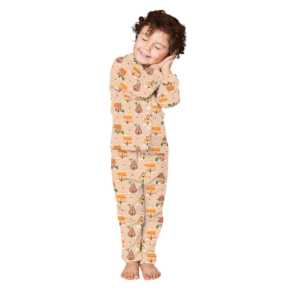 Gingerbread House Notch Collar Christmas Pajamas Gingerbread House Notch Collar Christmas Pajamas