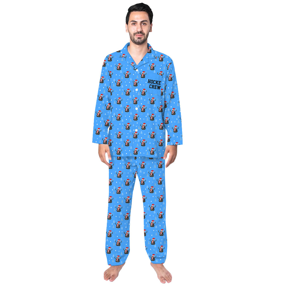 Cool Hockey Christmas Blue Matching Family Holiday Pajamas Cool Hockey Christmas Blue Matching Family Holiday Pajamas