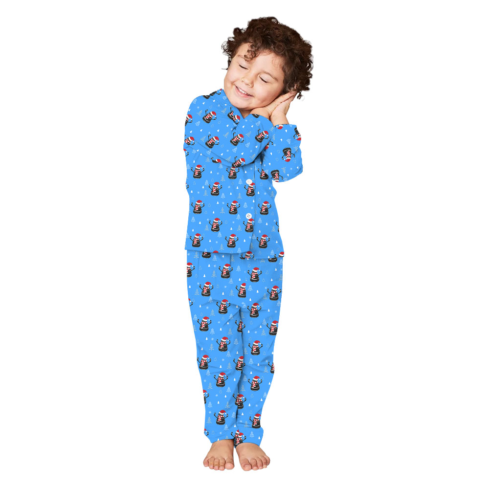 Cool Hockey Christmas Blue Matching Family Holiday Pajamas Cool Hockey Christmas Blue Matching Family Holiday Pajamas
