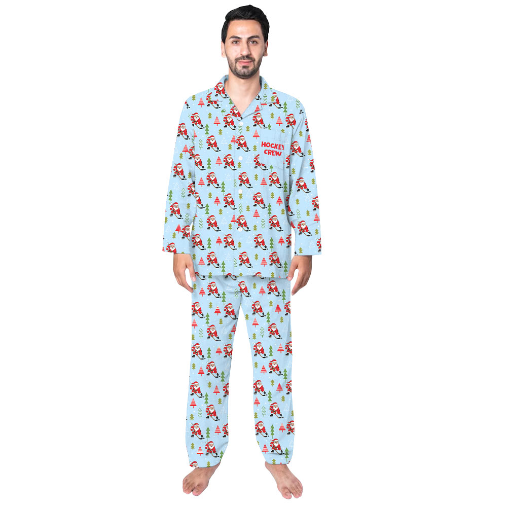 Funny Hockey Santa Claus Matching Dog Pajamas Funny Hockey Santa Claus Matching Dog Pajamas