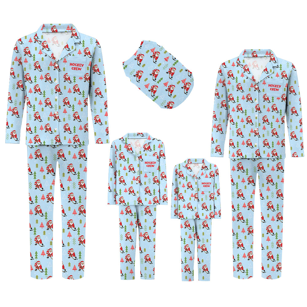 Funny Hockey Santa Claus Matching Dog Pajamas Funny Hockey Santa Claus Matching Dog Pajamas