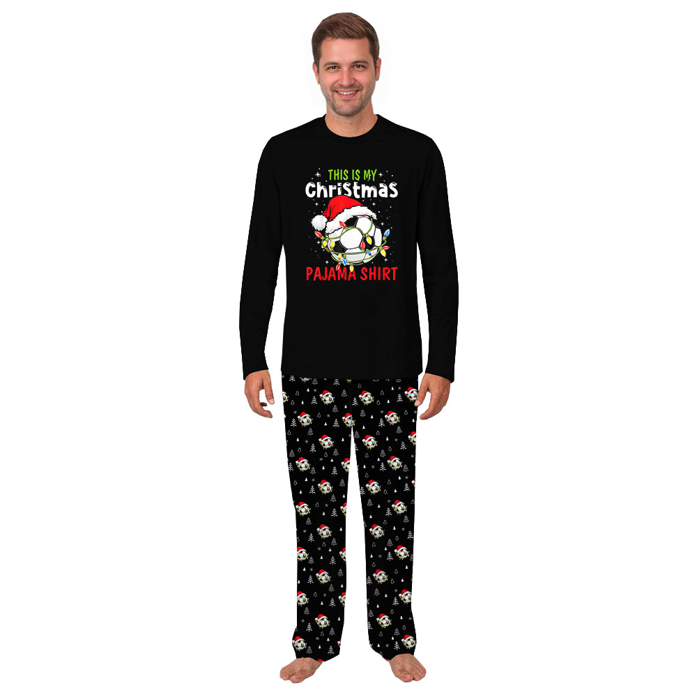 Funny Soccer Santa Matching Christmas Pjs For Family And Dog