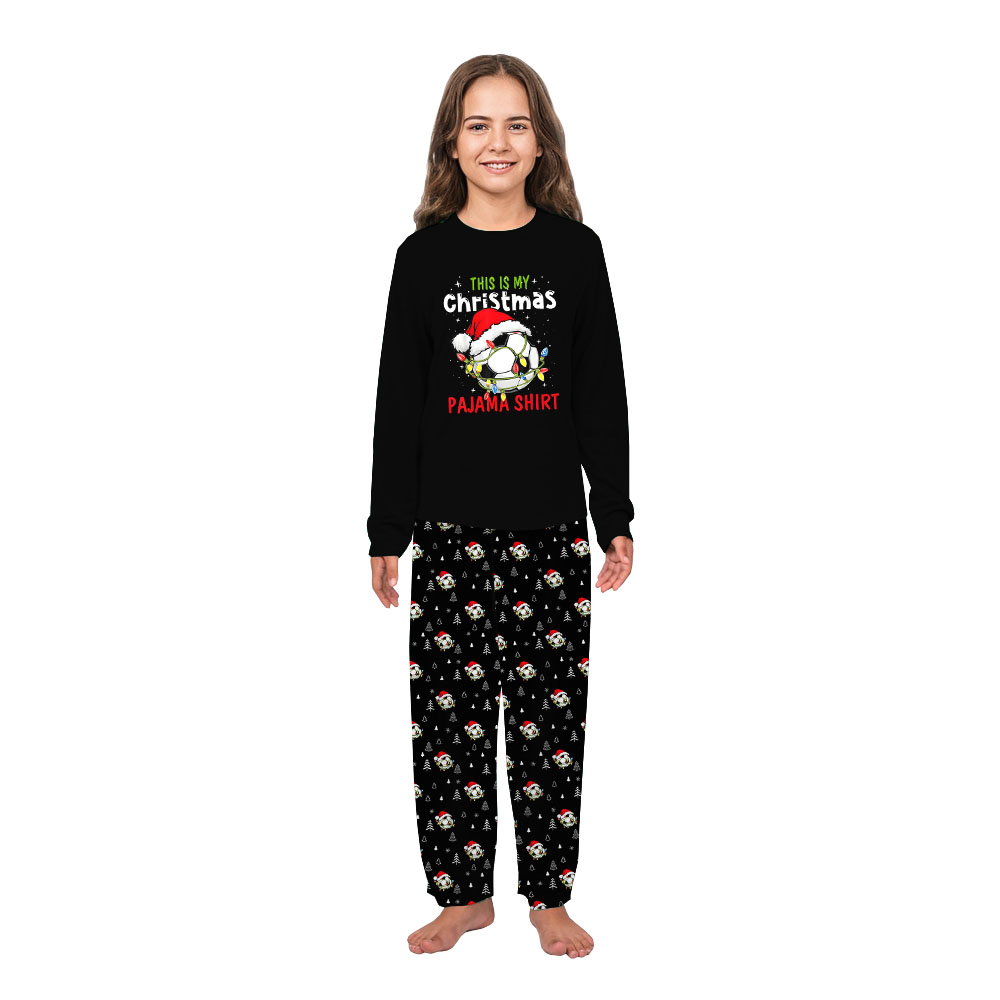 Funny Soccer Santa Matching Christmas Pjs For Family And Dog
