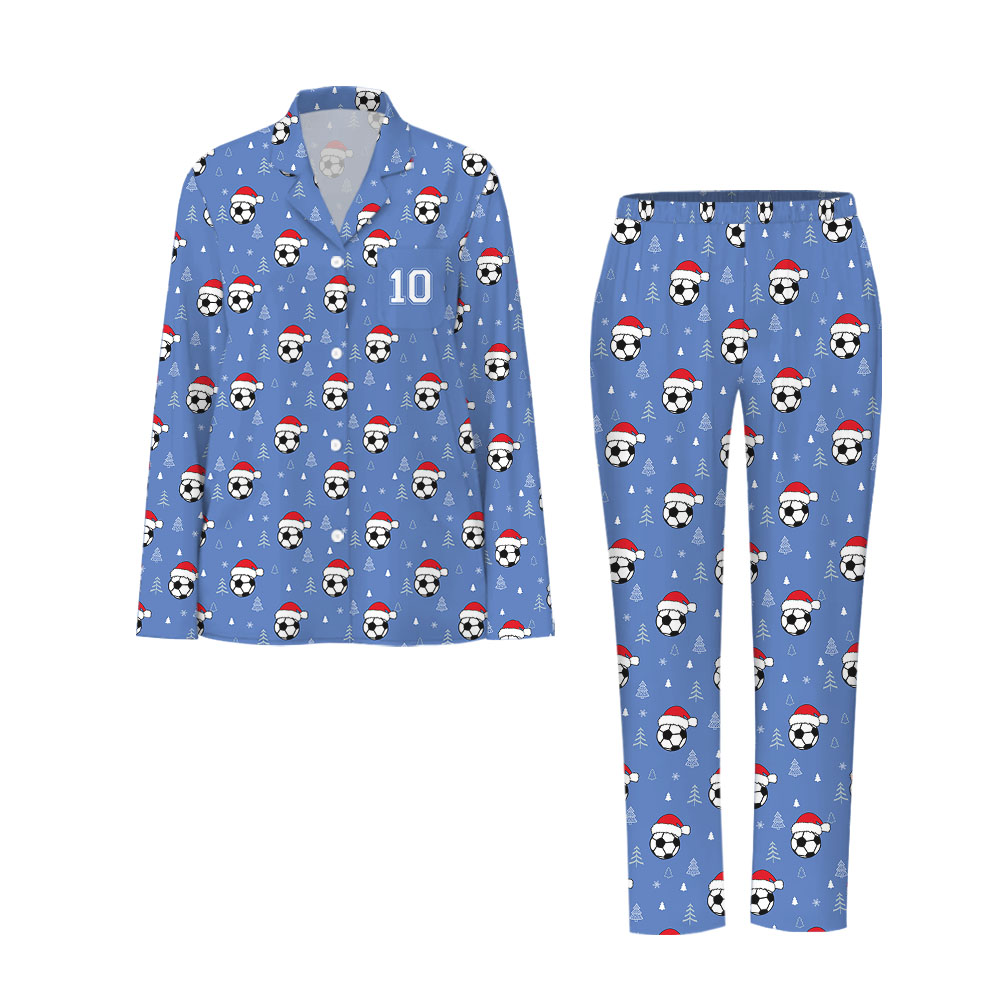 Personalized Soccer Blue Matching Christmas Pjs For Family And Dog Personalized Soccer Blue Matching Christmas Pjs For Family And Dog