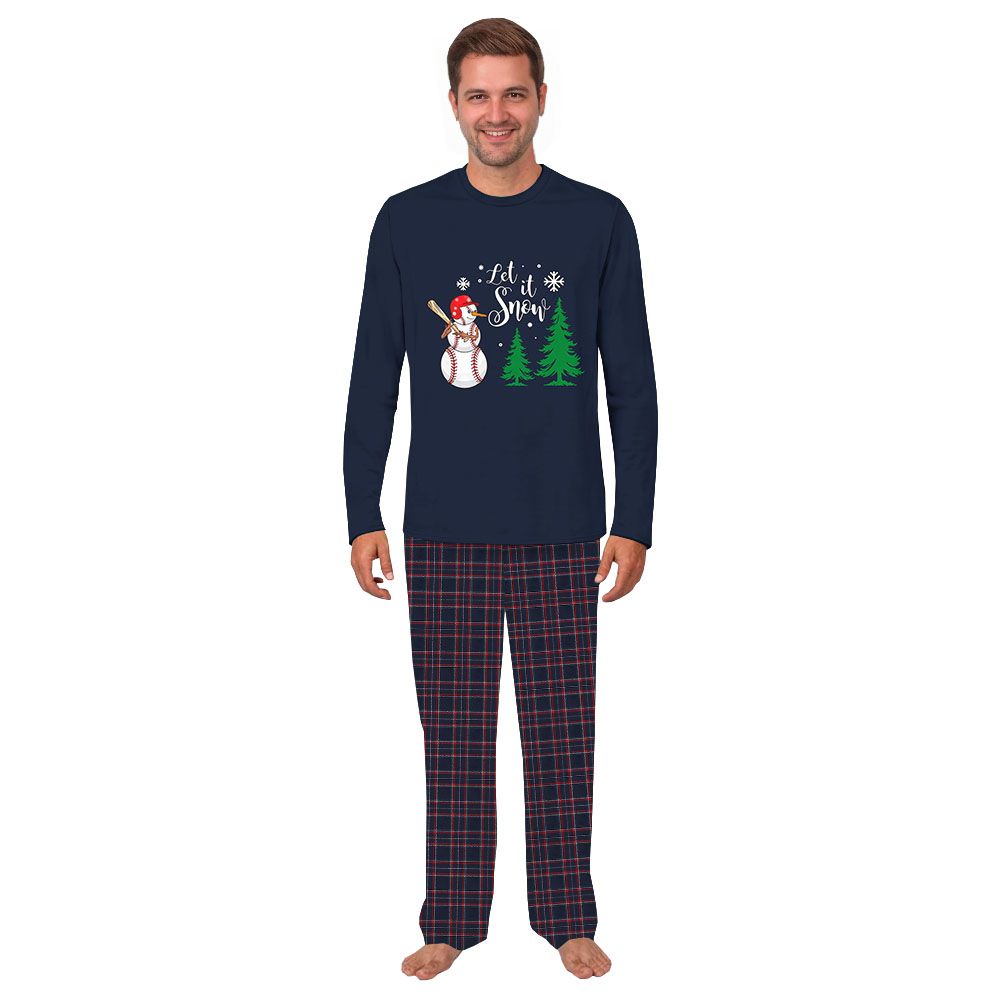Snowball Baseball Family Christmas Pajamas With Pockets