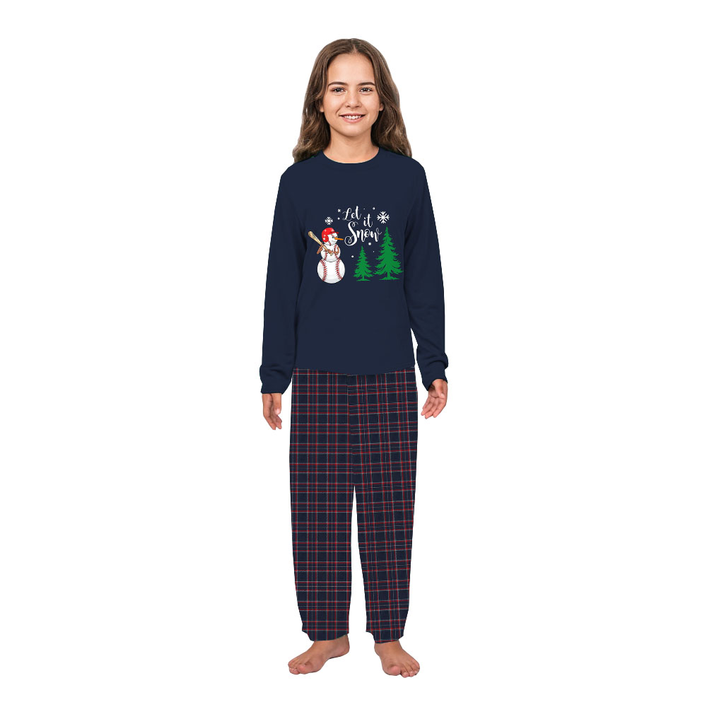 Snowball Baseball Family Christmas Pajamas With Pockets