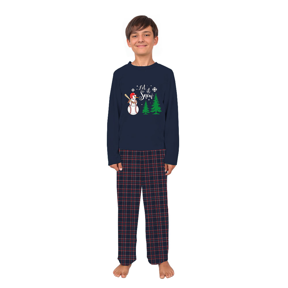 Snowball Baseball Family Christmas Pajamas With Pockets
