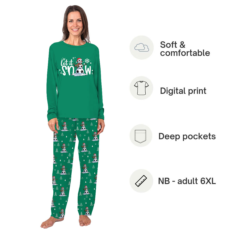 Let It Snow Green Family Christmas PJs With Pockets Let It Snow Green Family Christmas PJs With Pockets