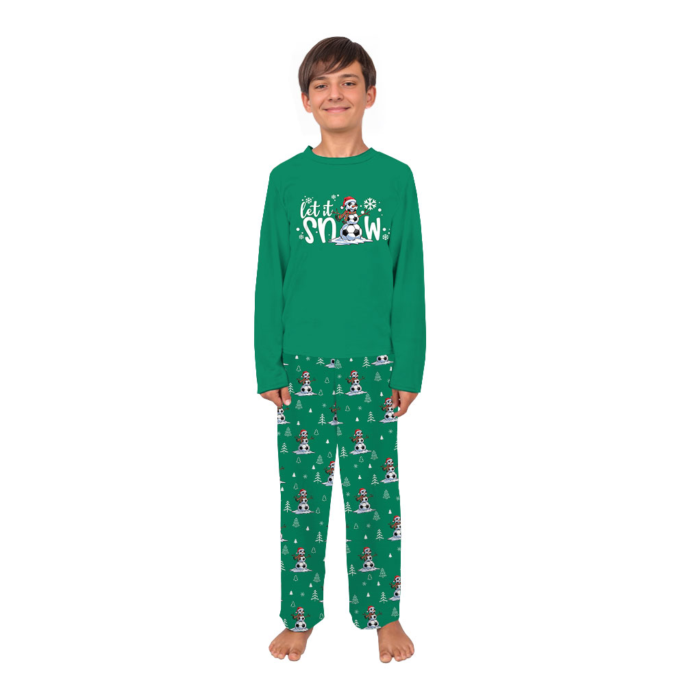 Let It Snow Green Family Christmas PJs With Pockets Let It Snow Green Family Christmas PJs With Pockets