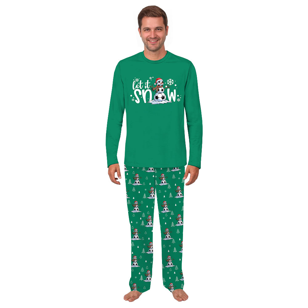 Let It Snow Green Family Christmas PJs With Pockets Let It Snow Green Family Christmas PJs With Pockets