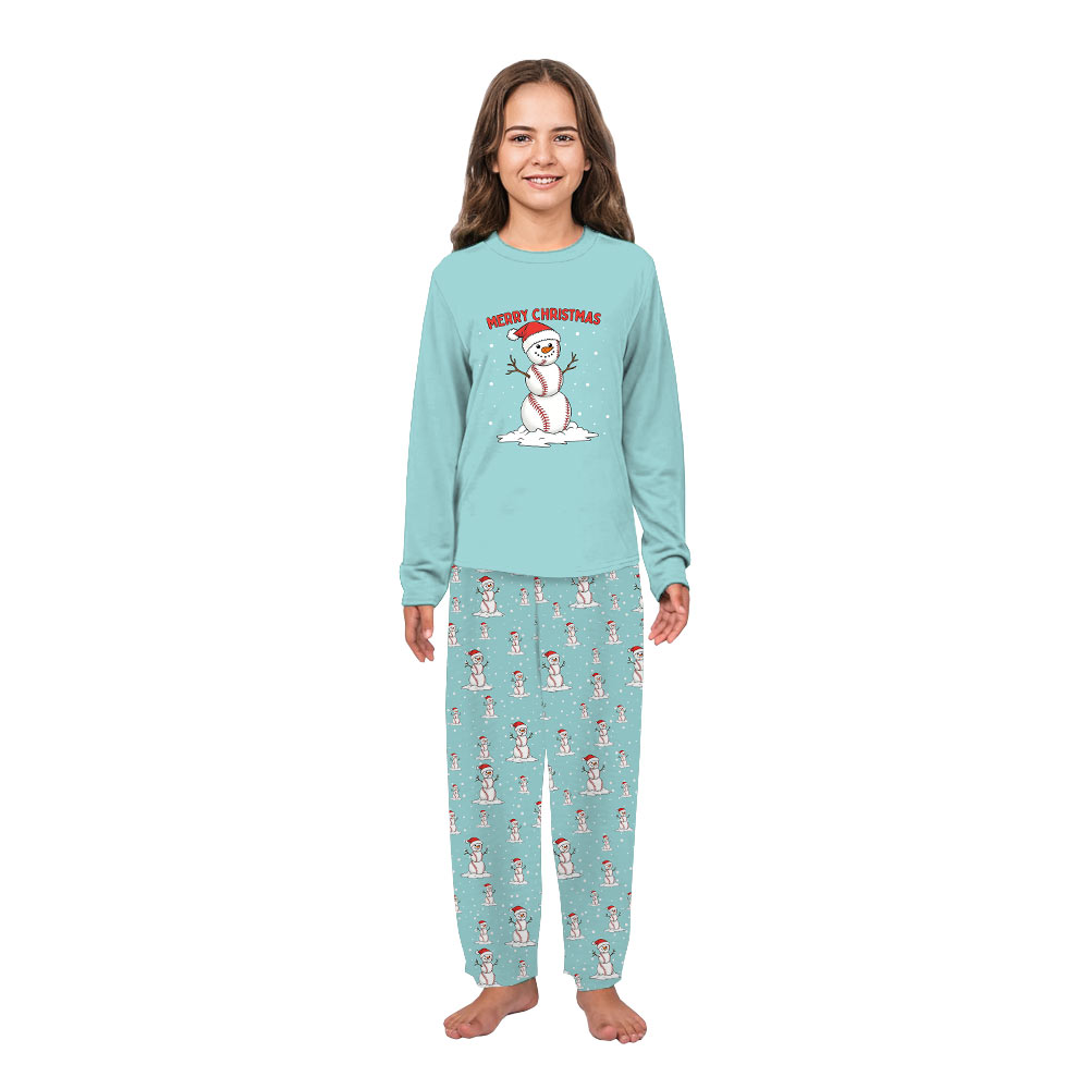 Funny Baseball Snowman Matching Christmas Pajamas Family and Dog Funny Baseball Snowman Matching Christmas Pajamas Family and Dog