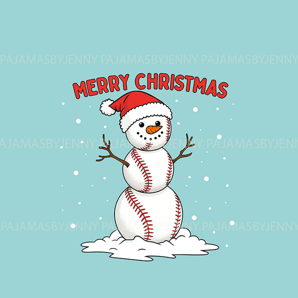 Funny Baseball Snowman Matching Christmas Pajamas Family and Dog Funny Baseball Snowman Matching Christmas Pajamas Family and Dog