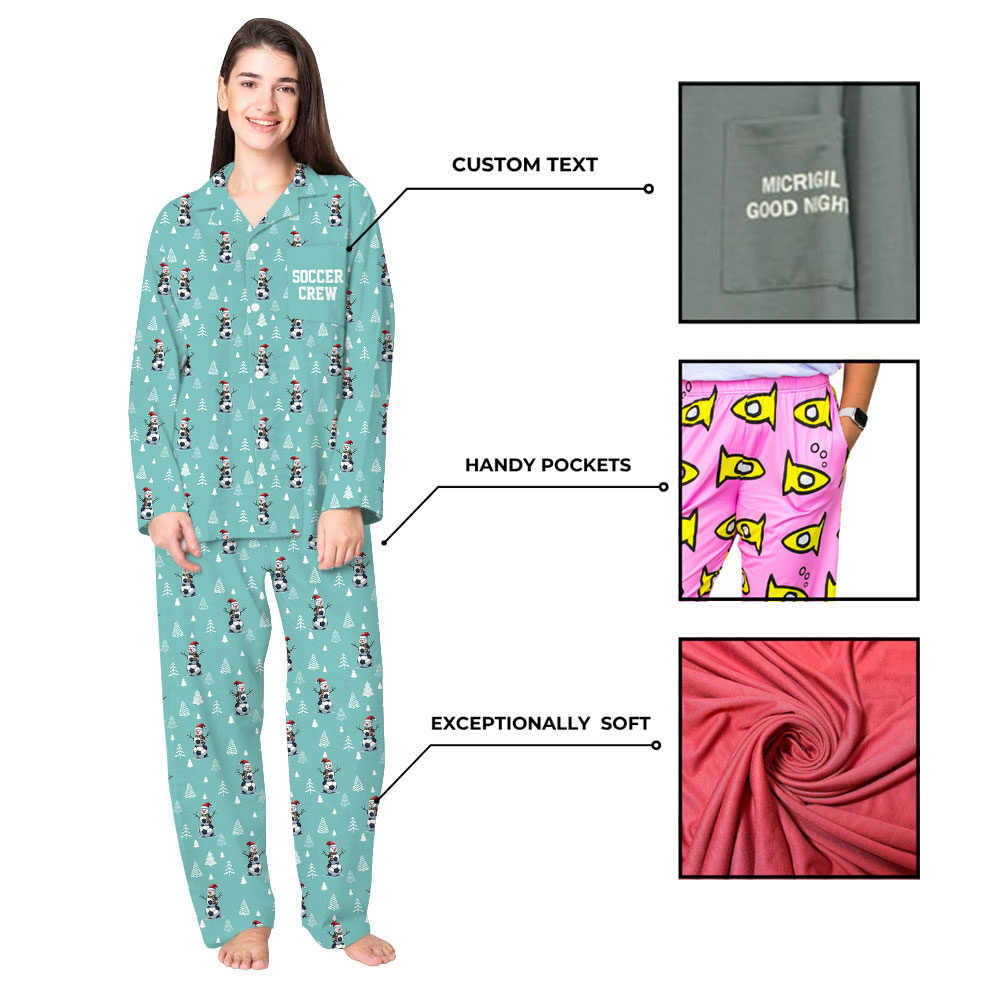 Festive Soccer Crew Christmas Pajamas Family Light Blue Festive Soccer Crew Christmas Pajamas Family Light Blue