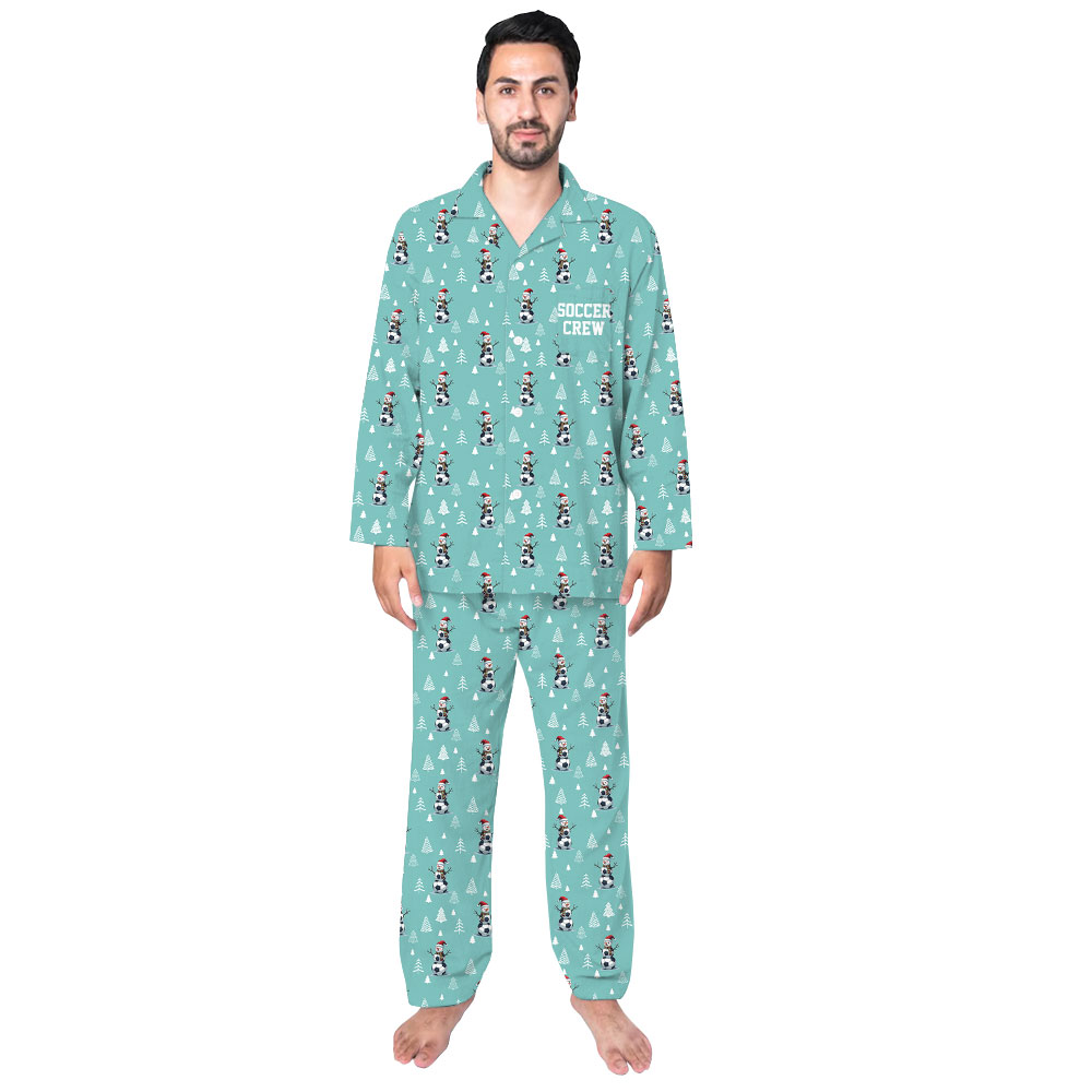 Festive Soccer Crew Christmas Pajamas Family Light Blue Festive Soccer Crew Christmas Pajamas Family Light Blue