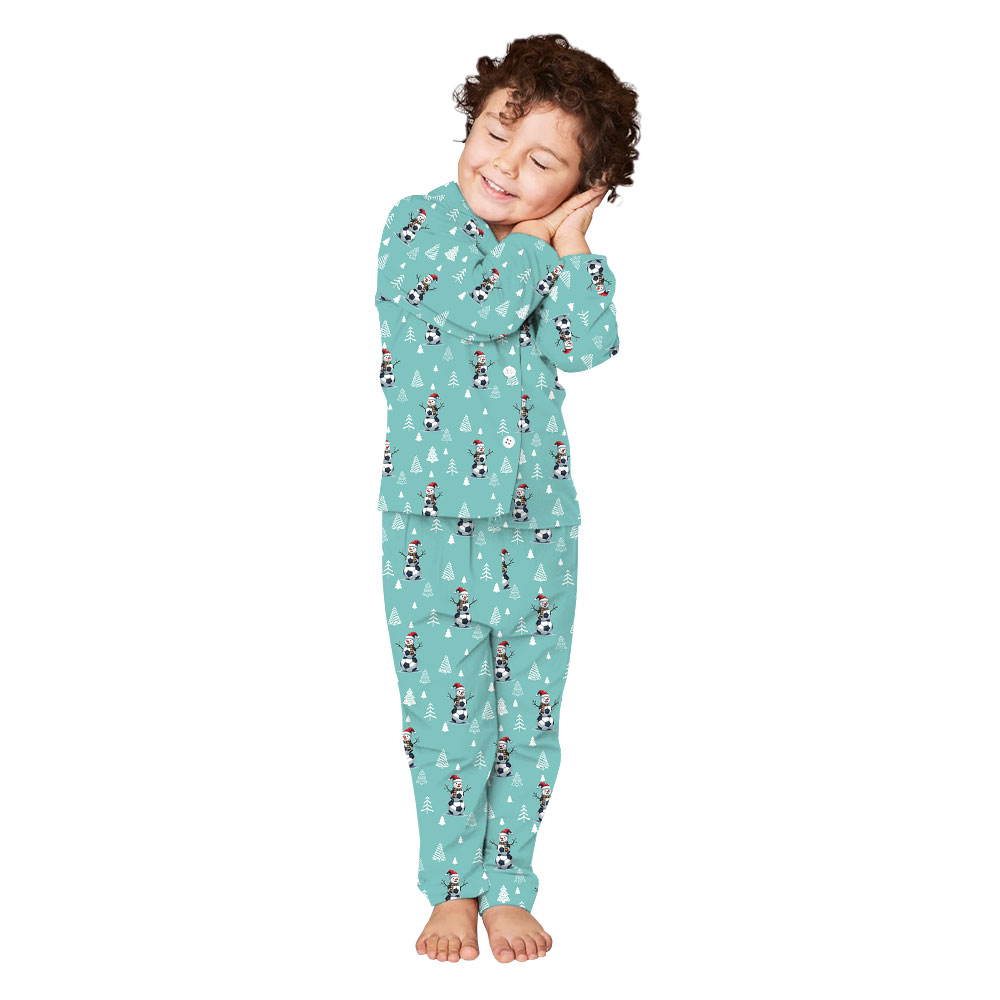 Festive Soccer Crew Christmas Pajamas Family Light Blue Festive Soccer Crew Christmas Pajamas Family Light Blue