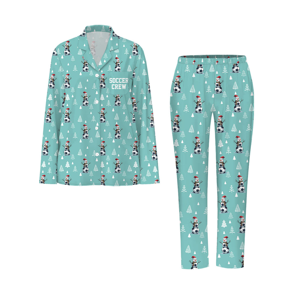 Festive Soccer Crew Christmas Pajamas Family Light Blue Festive Soccer Crew Christmas Pajamas Family Light Blue