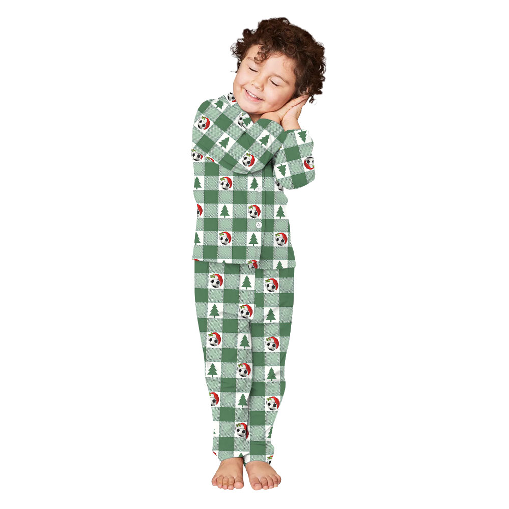 Customizable Soccer Family Matching Pajamas Green Plaid Customizable Soccer Family Matching Pajamas Green Plaid