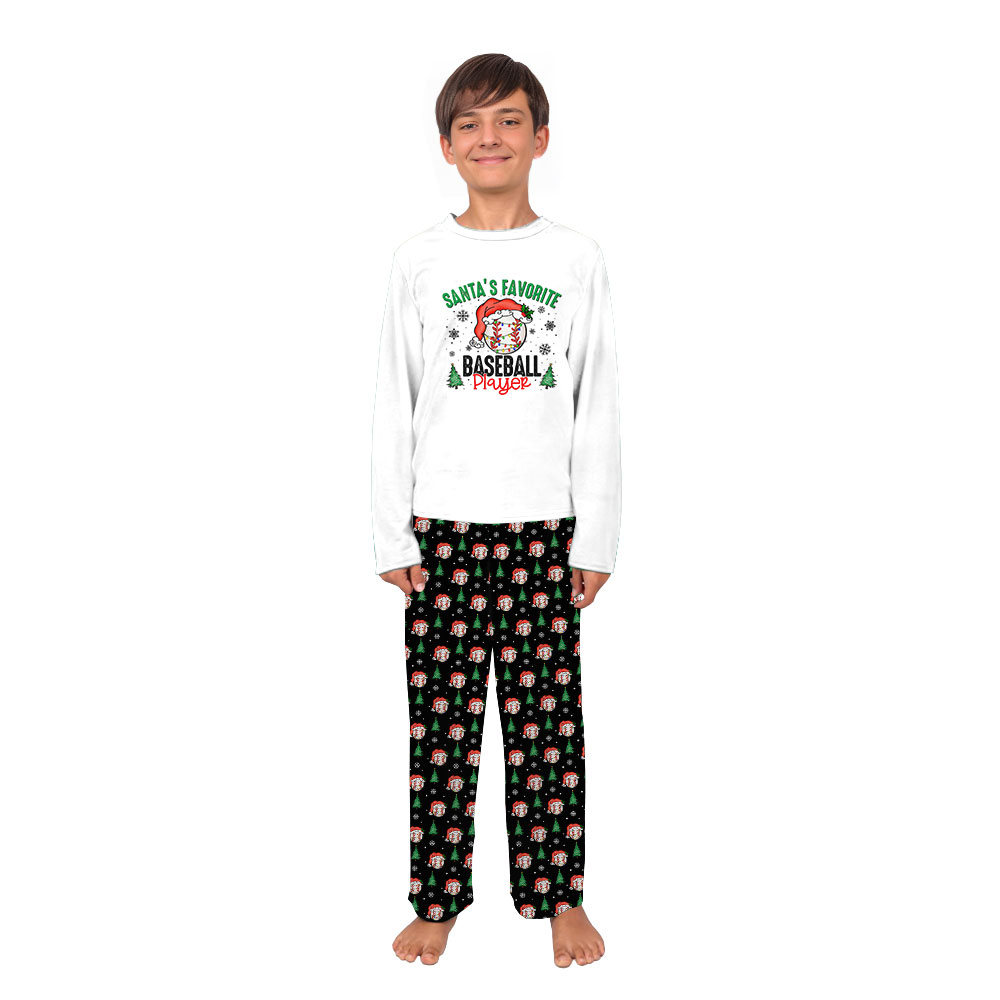 Funny Baseball Christmas PJs Saying Santa's Favorite Player Funny Baseball Christmas PJs Saying Santa's Favorite Player