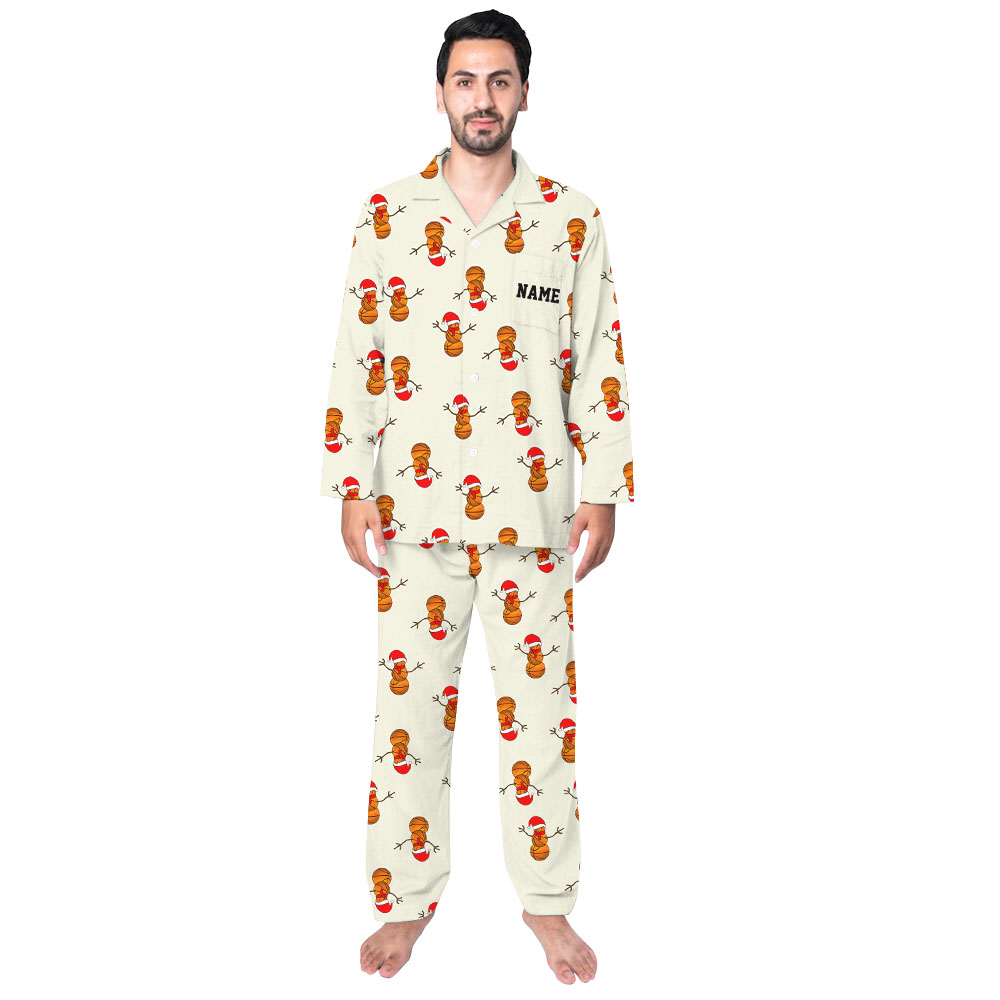 Personalized Name Basketball Notch Collar Christmas Pajamas Personalized Name Basketball Notch Collar Christmas Pajamas