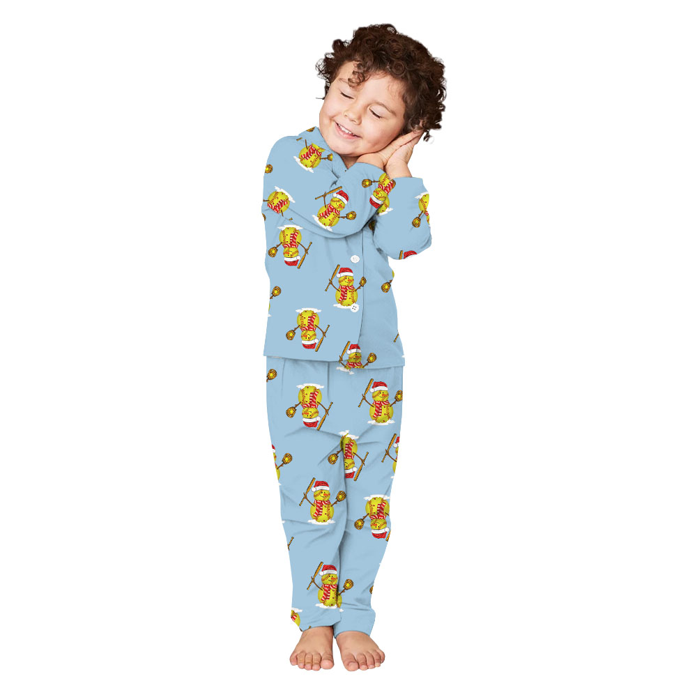 [Custom Name + Color] Softball Snowman Matching Family PJ Set