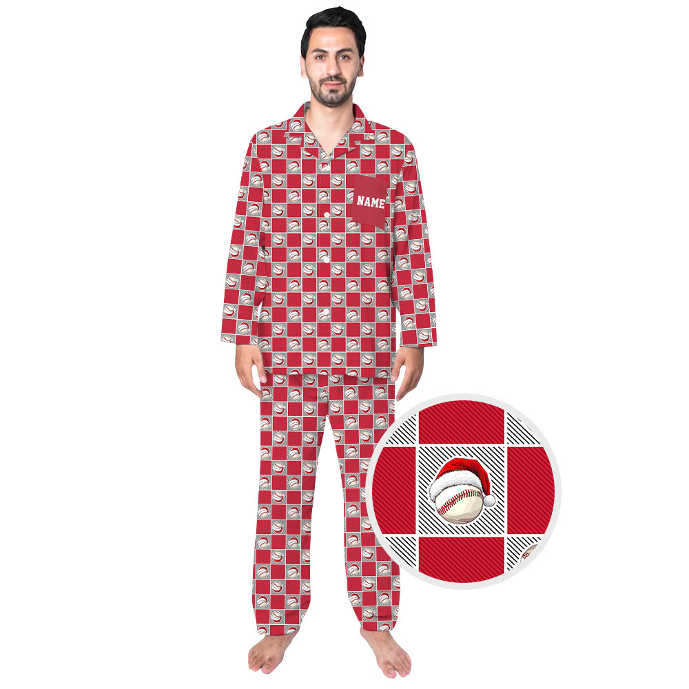 Baseball Matching Family Christmas Pajamas With Name Baseball Matching Family Christmas Pajamas With Name