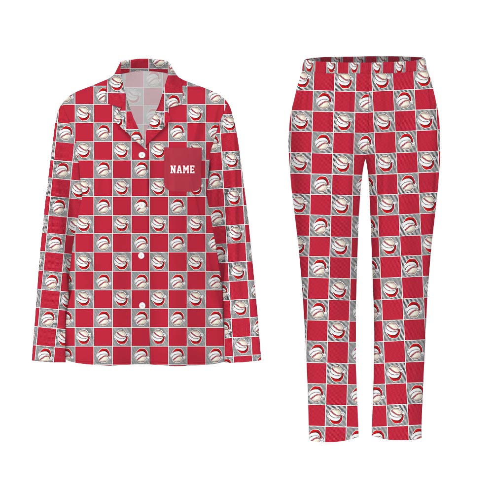 Baseball Matching Family Christmas Pajamas With Name Baseball Matching Family Christmas Pajamas With Name