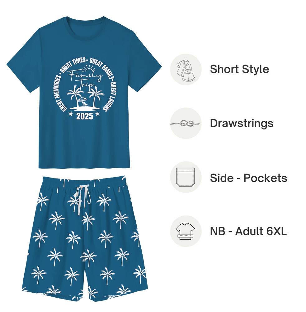 2025 Matching Family Summer Vacation Pajamas Palm Tree Print
