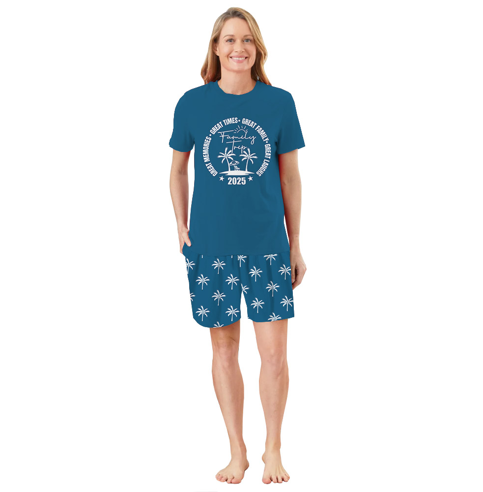 2025 Matching Family Summer Vacation Pajamas Palm Tree Print