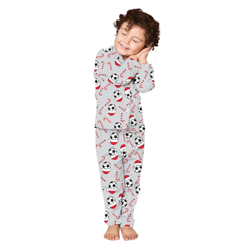 Soccer And Candy Cane Matching Family Pajamas With Name Soccer And Candy Cane Matching Family Pajamas With Name