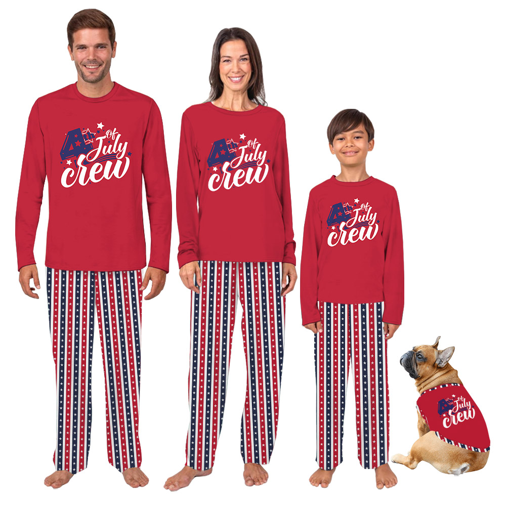 Cute 4th of July Crew Matching PJs American Flag Theme Cute 4th of July Crew Matching PJs American Flag Theme