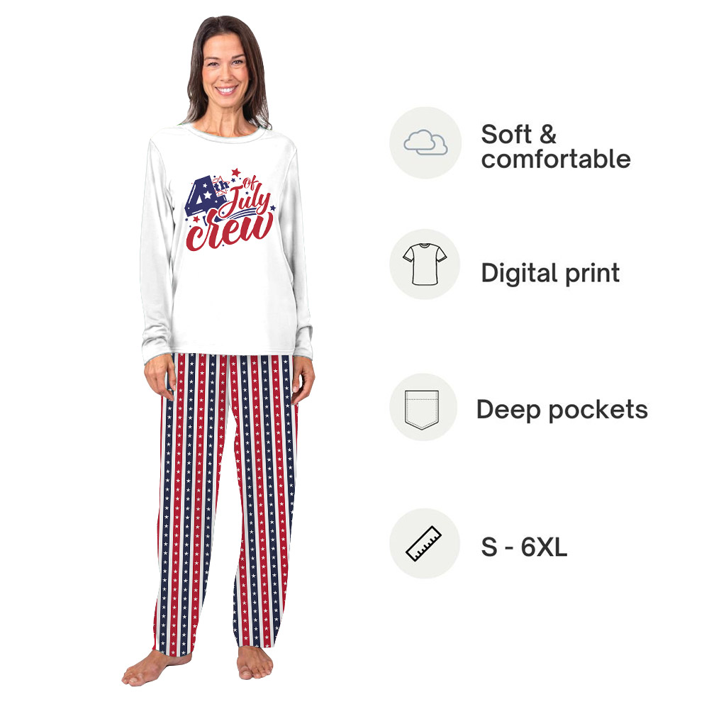 Cute 4th of July Crew Matching PJs American Flag Theme Cute 4th of July Crew Matching PJs American Flag Theme