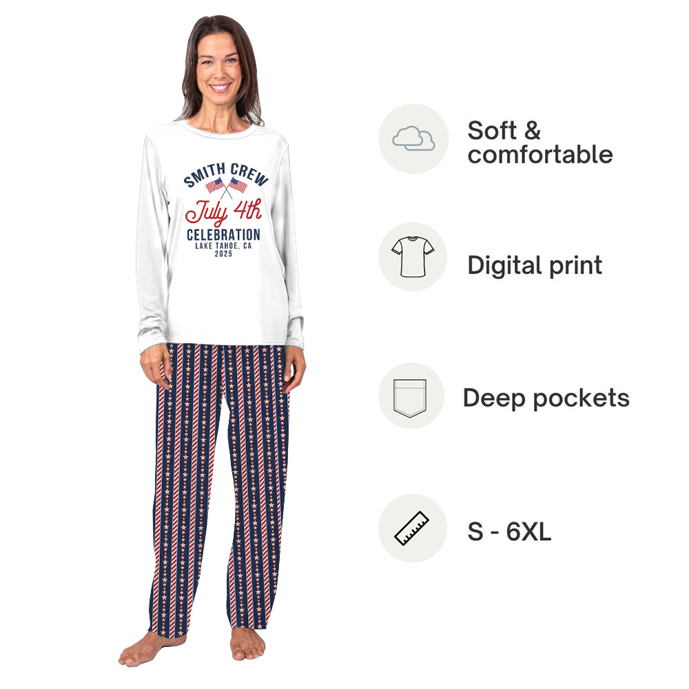 Personalized 4th July Celebration Matching Pajamas With Plus Size Personalized 4th July Celebration Matching Pajamas With Plus Size