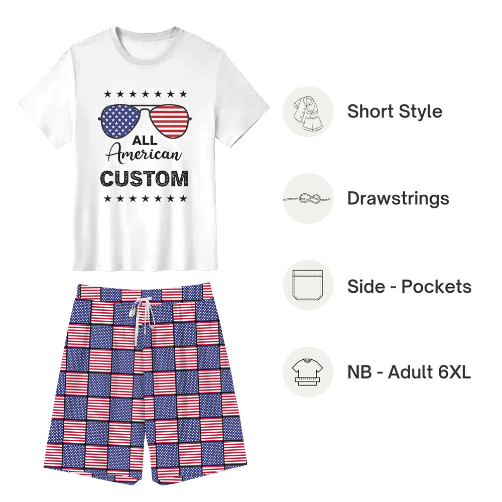 Custom Festive All American Matching Family PJs Fourth Of July Theme Custom Festive All American Matching Family PJs Fourth Of July Theme