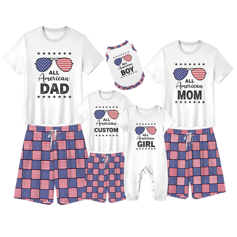 Custom Festive All American Matching Family PJs Fourth Of July Theme Custom Festive All American Matching Family PJs Fourth Of July Theme