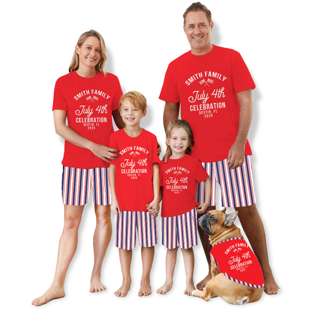 Custom Striped 4th Of July Celebration Pajamas For Family Custom Striped 4th Of July Celebration Pajamas For Family