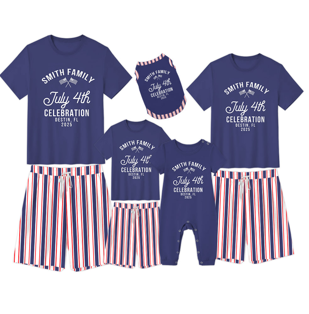 Custom Striped 4th Of July Celebration Pajamas For Family Custom Striped 4th Of July Celebration Pajamas For Family