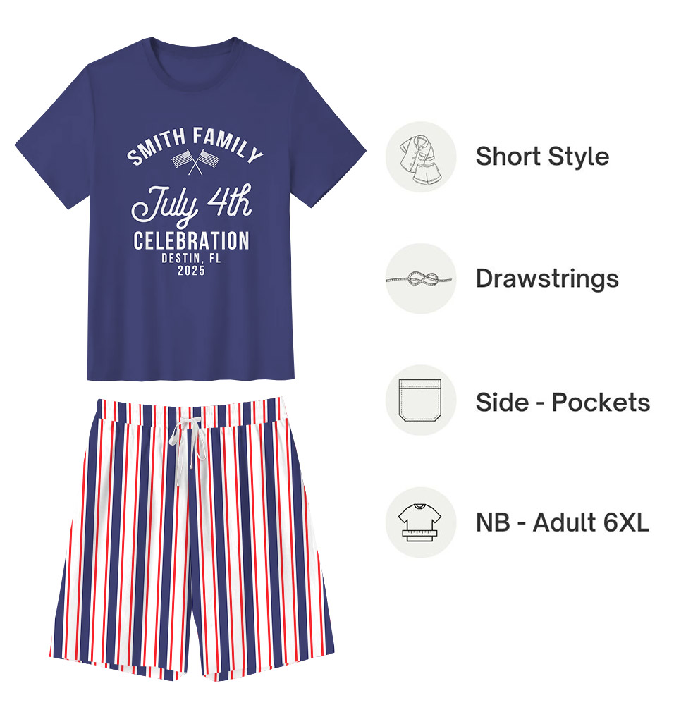 Custom Striped 4th Of July Celebration Pajamas For Family Custom Striped 4th Of July Celebration Pajamas For Family