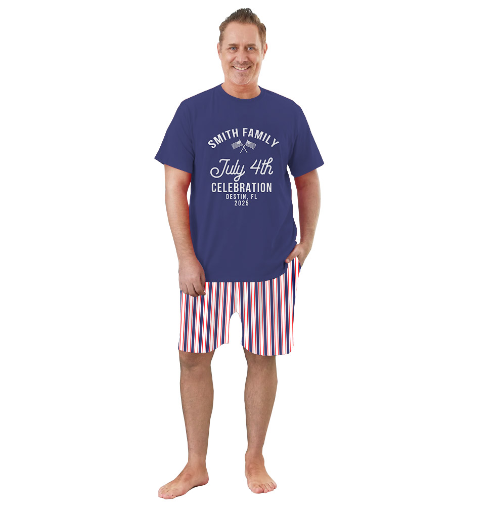 Custom Striped 4th Of July Celebration Pajamas For Family Custom Striped 4th Of July Celebration Pajamas For Family