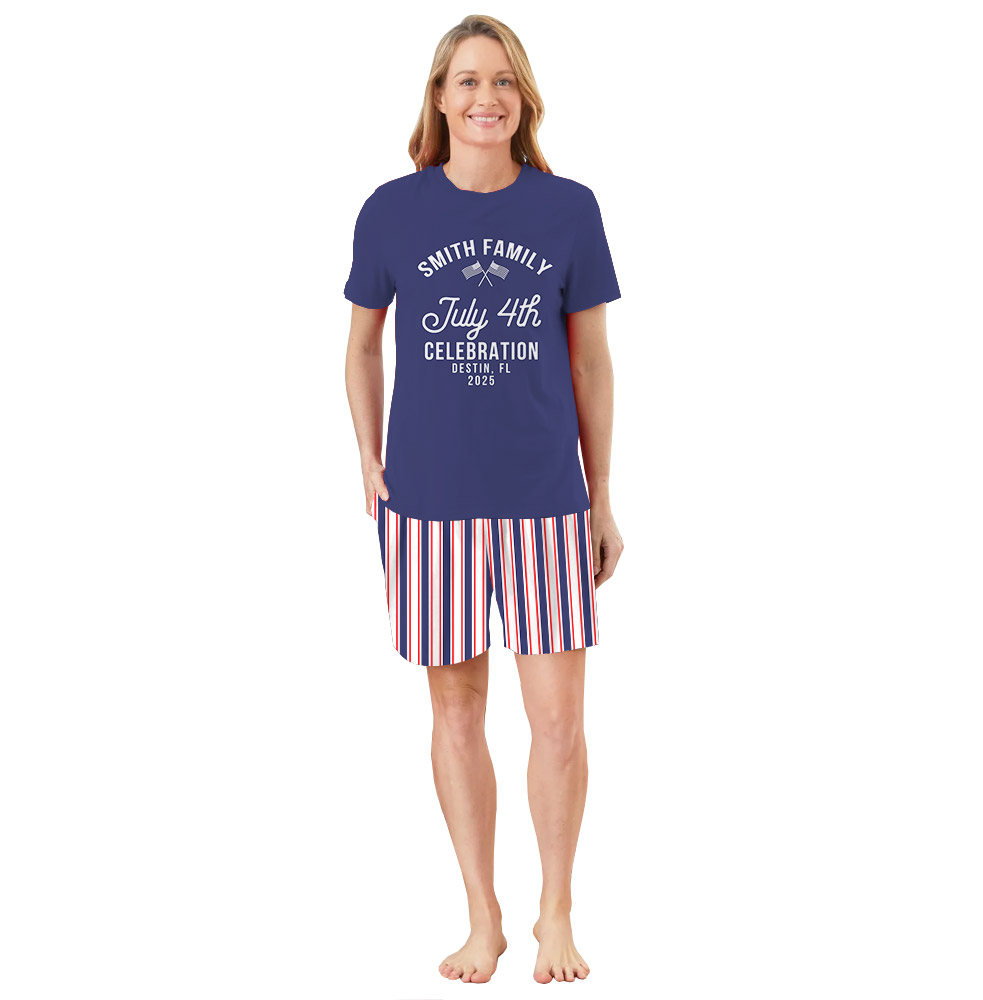 Custom Striped 4th Of July Celebration Pajamas For Family Custom Striped 4th Of July Celebration Pajamas For Family