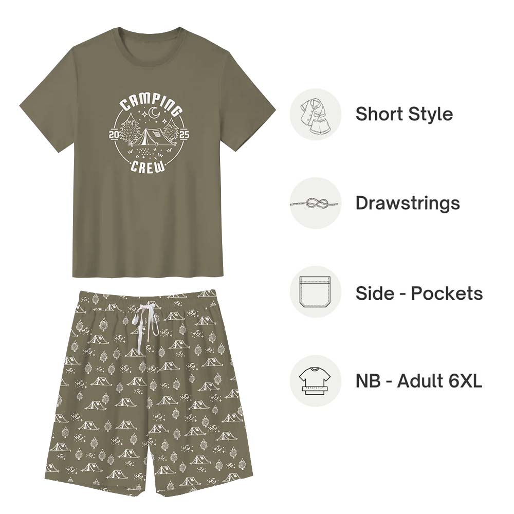 Matching Pajama Short Sets Saying Camping Crew 2025 Matching Pajama Short Sets Saying Camping Crew 2025