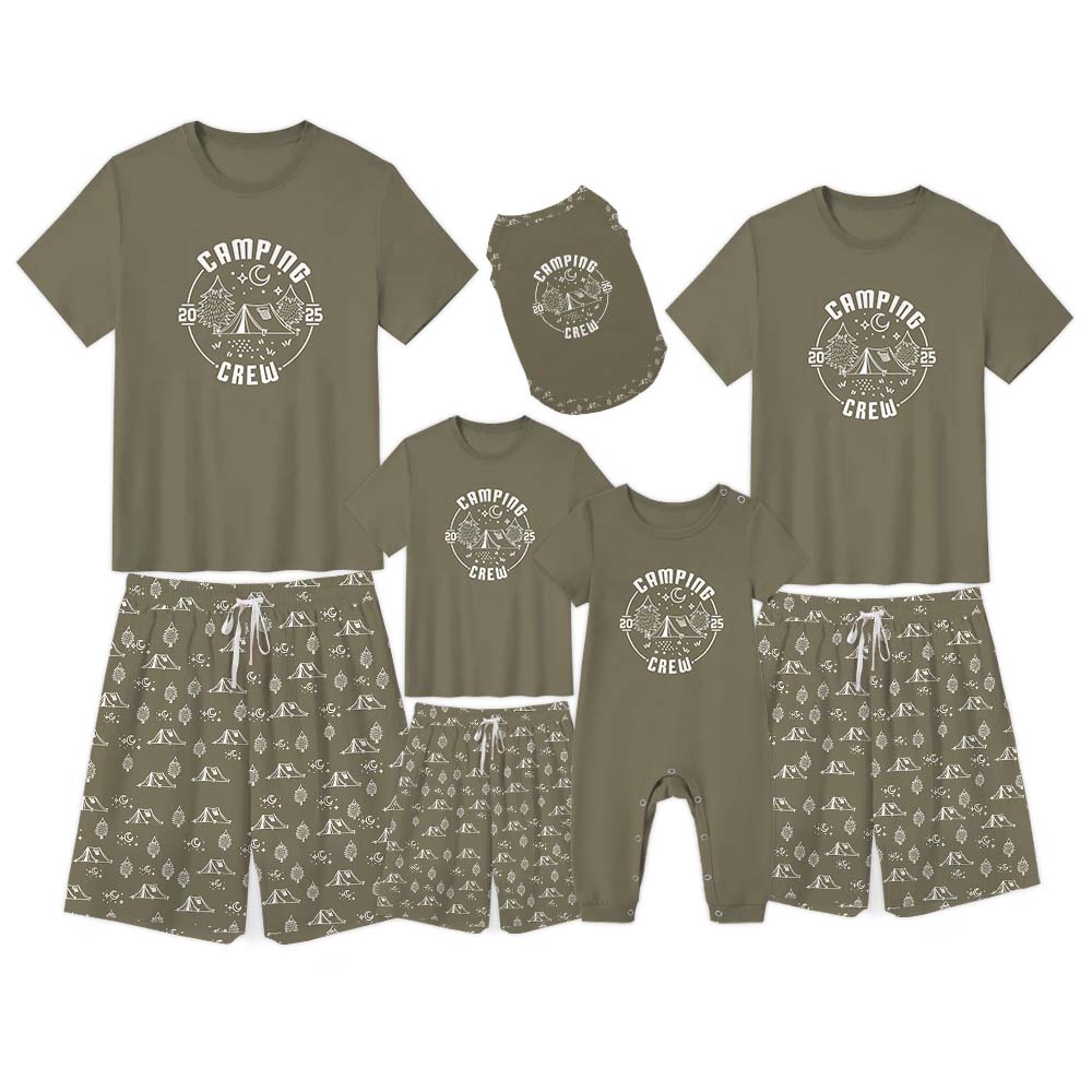 Matching Pajama Short Sets Saying Camping Crew 2025 Matching Pajama Short Sets Saying Camping Crew 2025