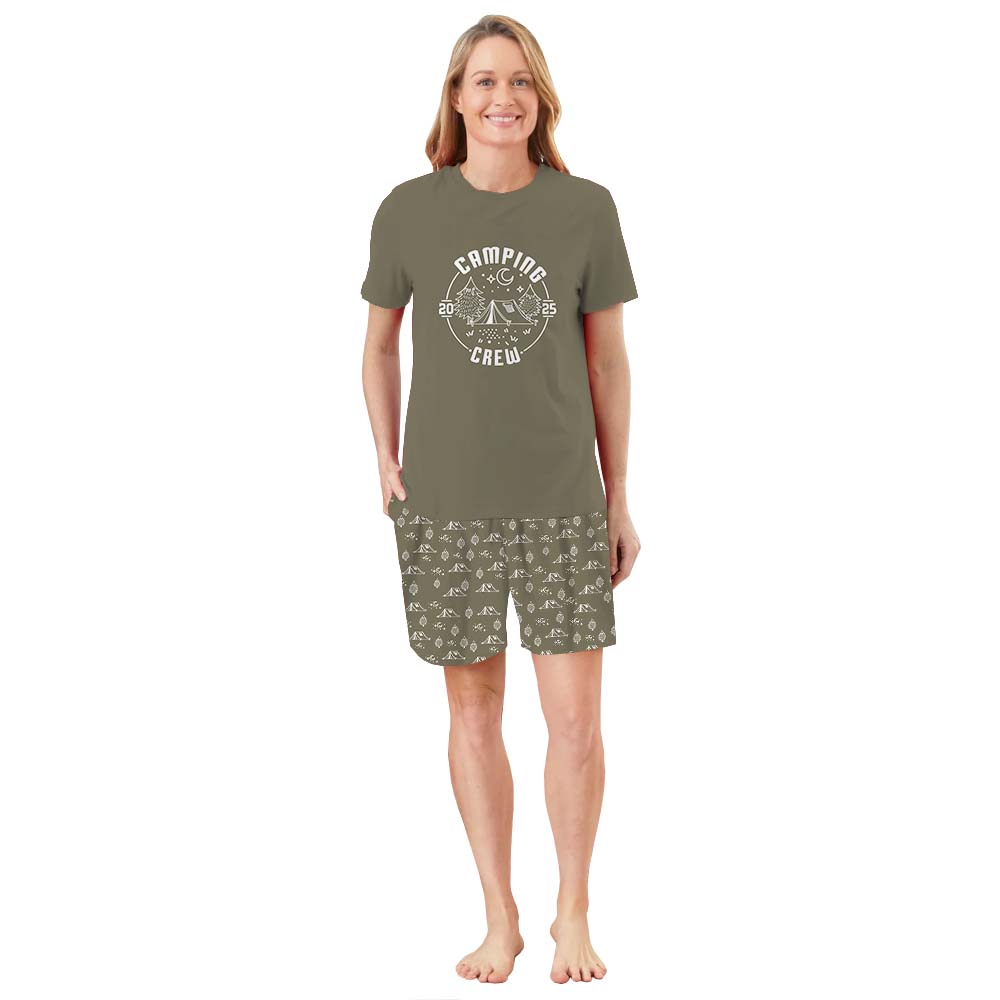Matching Pajama Short Sets Saying Camping Crew 2025 Matching Pajama Short Sets Saying Camping Crew 2025