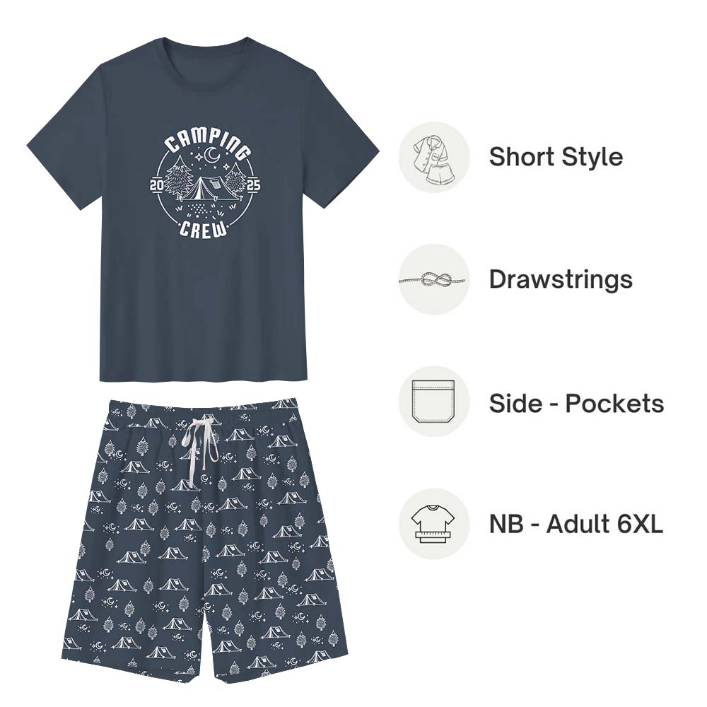Cute Camping Crew 2025 Matching Family Pajama Short Sets Cute Camping Crew 2025 Matching Family Pajama Short Sets