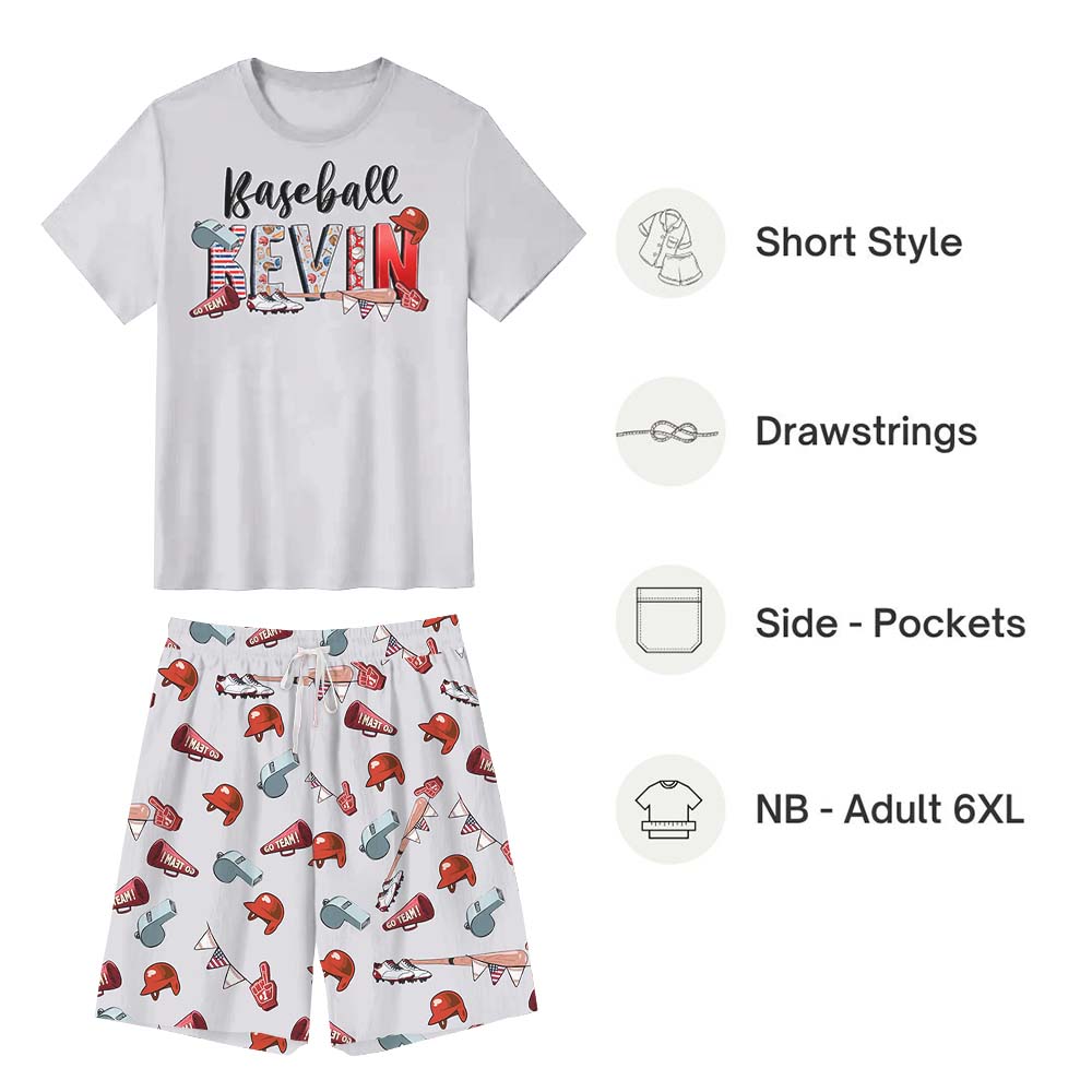 Custom Baseball Member Family Matching Short Sleeves Pajamas Custom Baseball Member Family Matching Short Sleeves Pajamas