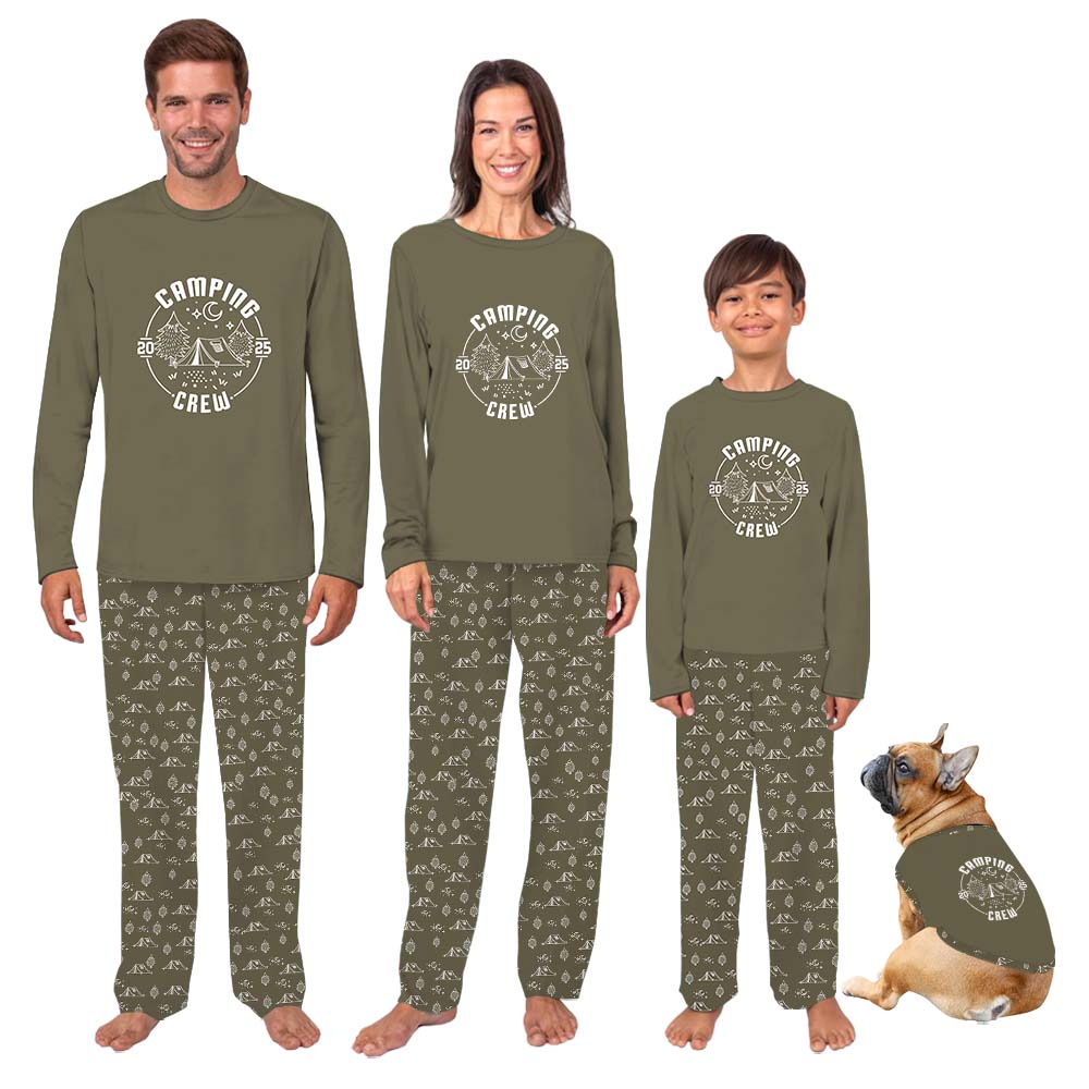 Matching Family Pajamas With Dogs Sayings Camping Crew 2025 Matching Family Pajamas With Dogs Sayings Camping Crew 2025