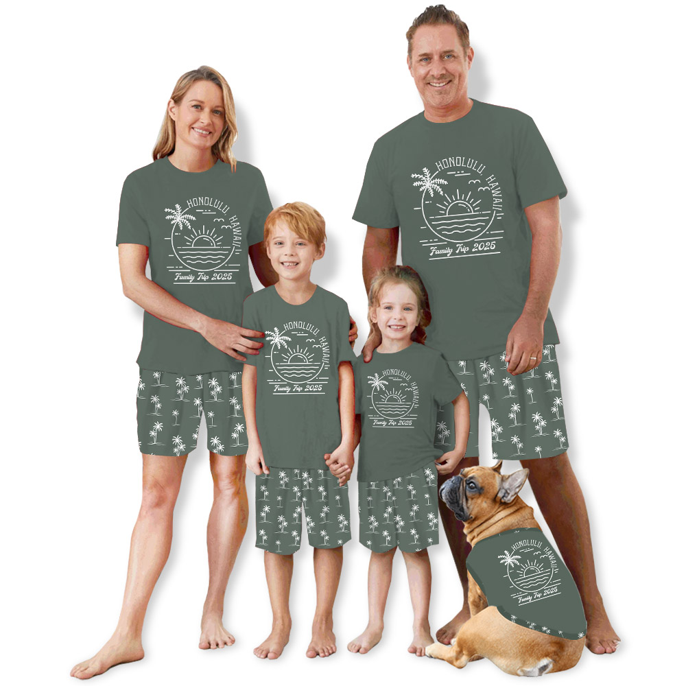 Cute Hawaii Vacation Pajamas Tshirt And Shorts With Plus Size Cute Hawaii Vacation Pajamas Tshirt And Shorts With Plus Size