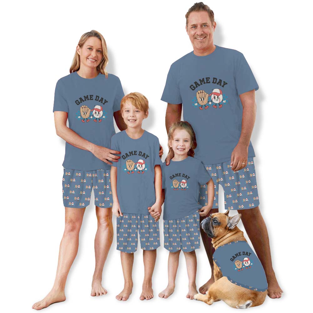 Comfortable Baseball Family Matching Short Sleeves Pajamas