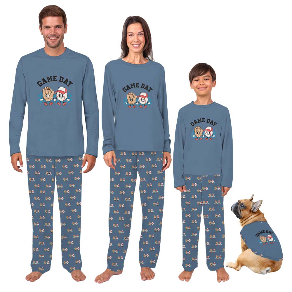 Festive Baseball Saying Game Day Pajama Sets For Family Festive Baseball Saying Game Day Pajama Sets For Family